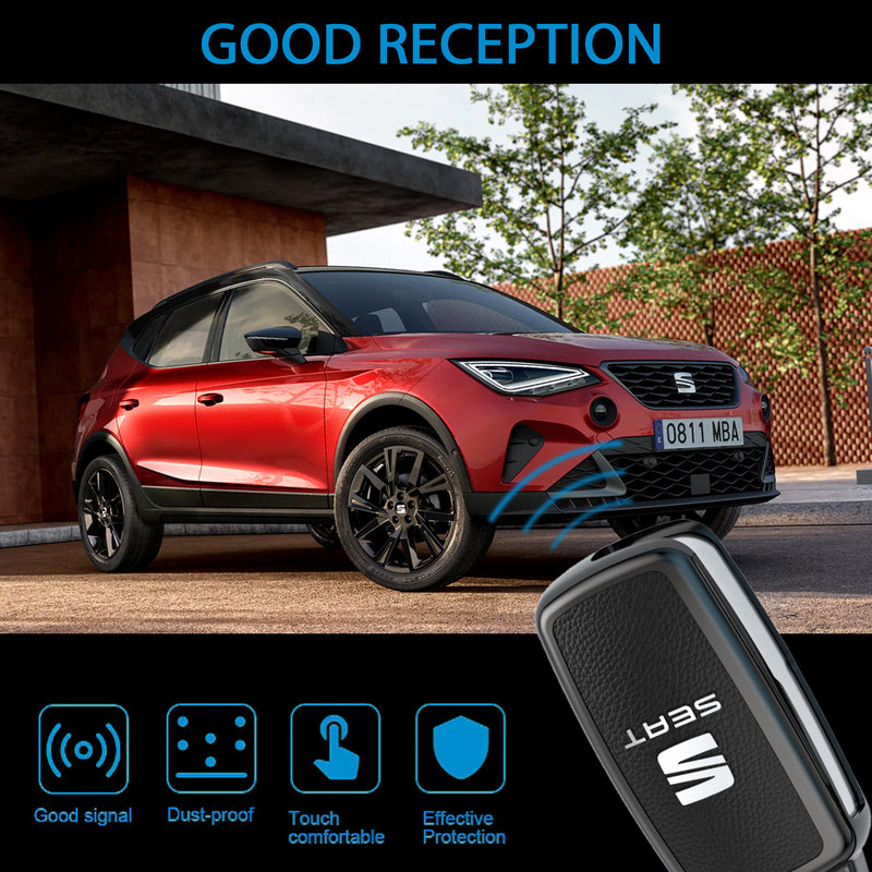 CKC-SEAT-A-Z-GM,SEAT Zinc Alloy Key Cover with Keychain | Smart Key Fob Protector | Durable Anti-Scratch Metal Case