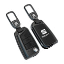 CKC-SEAT-B-Z-GM,SEAT Zinc Alloy Key Cover with Keychain | Smart Key Fob Protector | Durable Anti-Scratch Metal Case