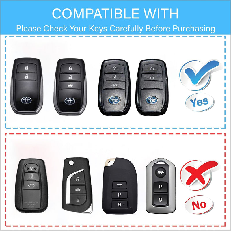 CKC-TOYOTA-A3-Z-GM,TOYOTA Zinc Alloy Key Cover with Keychain | Smart Key Fob Protector | Durable Anti-Scratch Metal Case