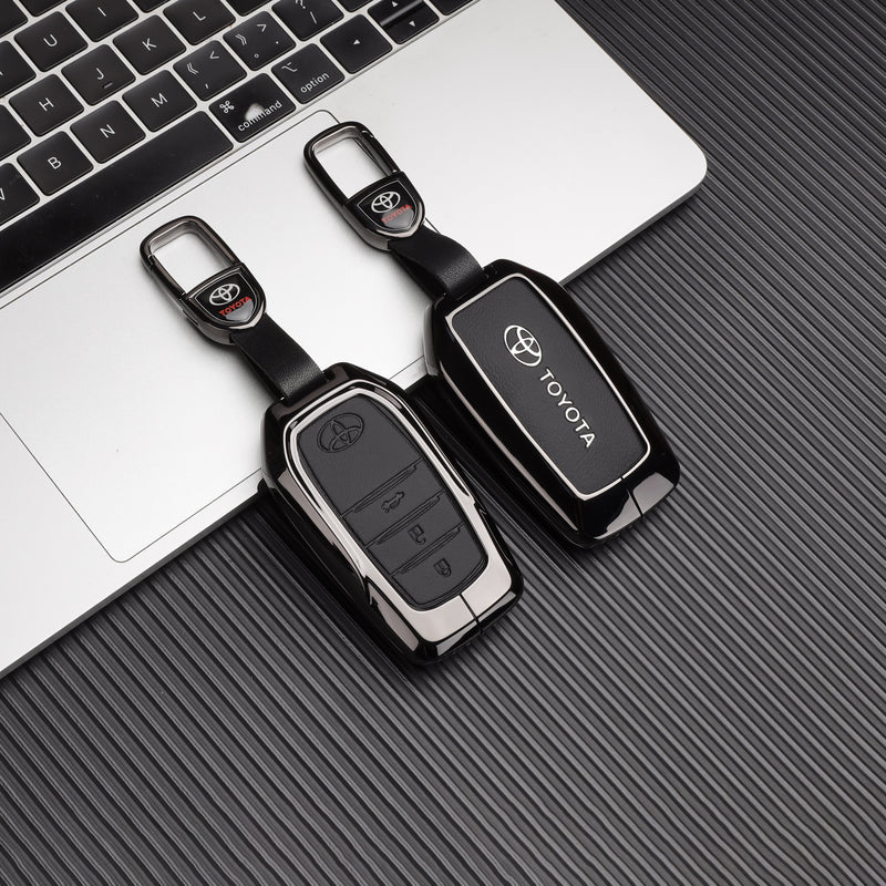 CKC-TOYOTA-A3-Z-GM,TOYOTA Zinc Alloy Key Cover with Keychain | Smart Key Fob Protector | Durable Anti-Scratch Metal Case