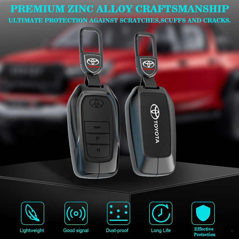 CKC-TOYOTA-A3-Z-GM,TOYOTA Zinc Alloy Key Cover with Keychain | Smart Key Fob Protector | Durable Anti-Scratch Metal Case