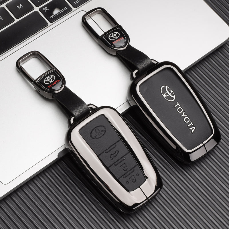 CKC-TOYOTA-B3-Z-GM,TOYOTA Zinc Alloy Key Cover with Keychain | Smart Key Fob Protector | Durable Anti-Scratch Metal Case