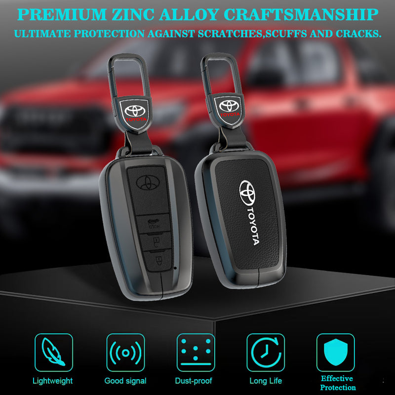 CKC-TOYOTA-B3-Z-GM,TOYOTA Zinc Alloy Key Cover with Keychain | Smart Key Fob Protector | Durable Anti-Scratch Metal Case