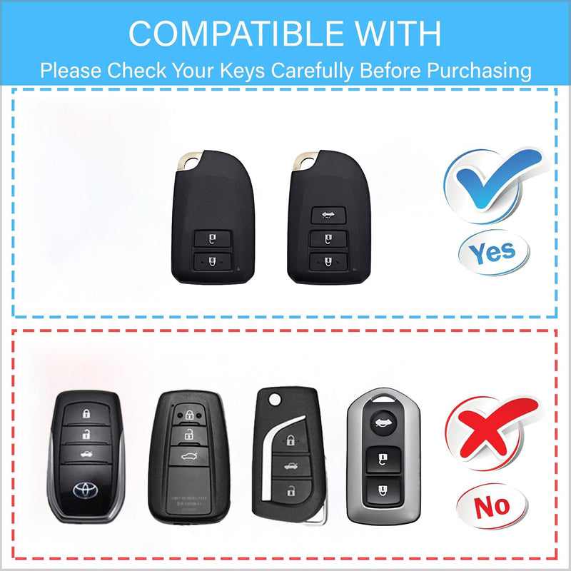 CKC-TOYOTA-F3-Z-GM,TOYOTA Zinc Alloy Key Cover with Keychain | Smart Key Fob Protector | Durable Anti-Scratch Metal Case