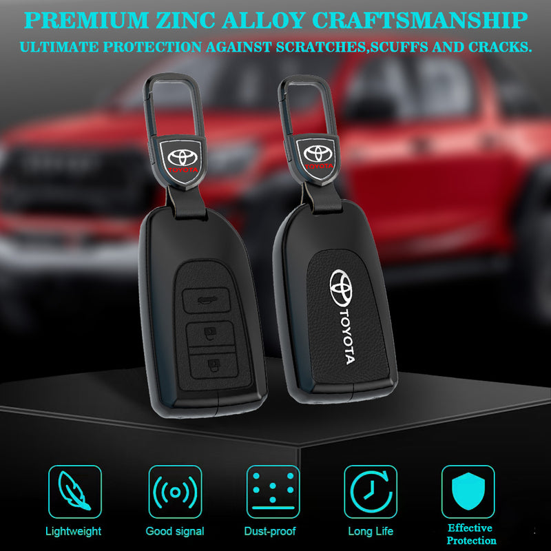 CKC-TOYOTA-F3-Z-GM,TOYOTA Zinc Alloy Key Cover with Keychain | Smart Key Fob Protector | Durable Anti-Scratch Metal Case