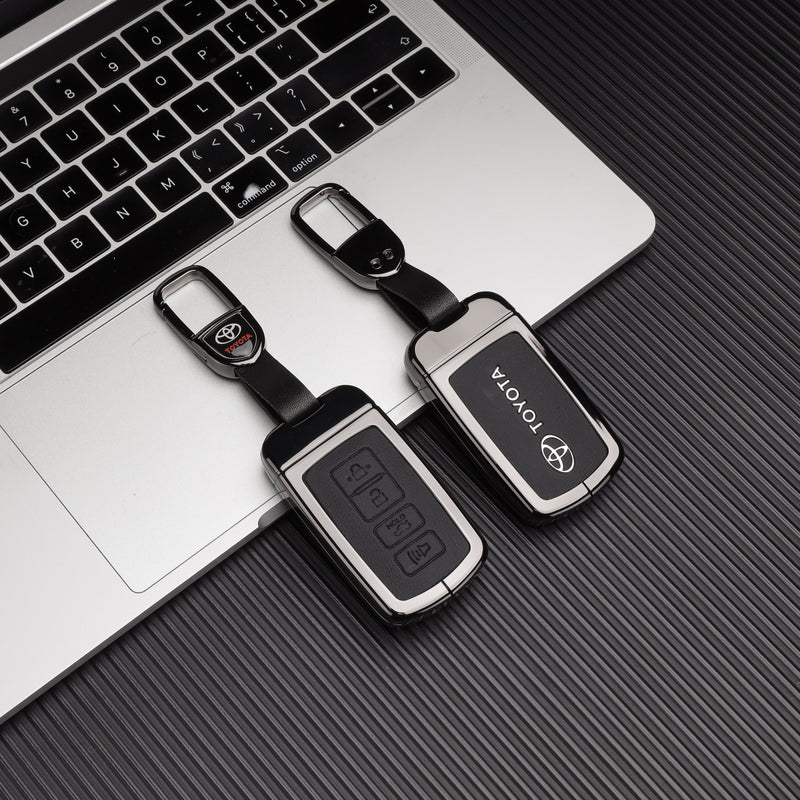 CKC-TOYOTA-H-Z-GM,TOYOTA Zinc Alloy Key Cover with Keychain | Smart Key Fob Protector | Durable Anti-Scratch Metal Case