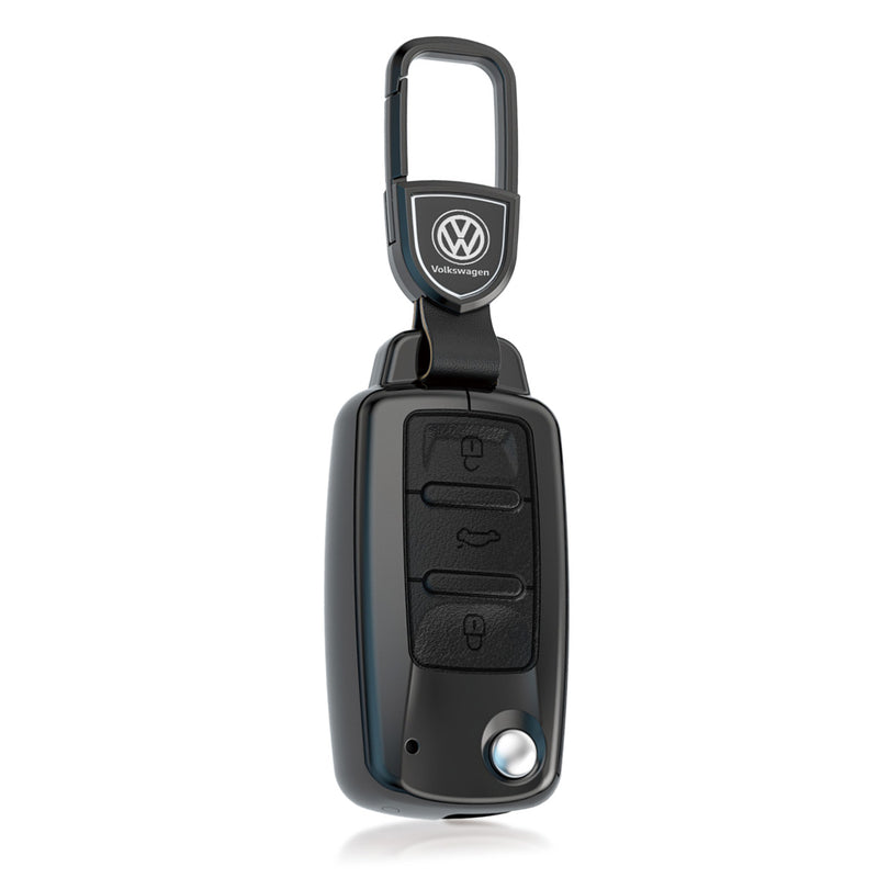 CKC-VW-A-Z-GM,Volkswagen Zinc Alloy Key Cover with Keychain | Smart Key Fob Protector | Durable Anti-Scratch Metal Case