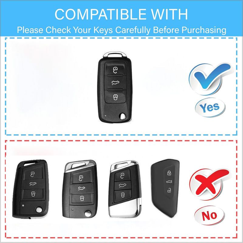 CKC-VW-A-Z-GM,Volkswagen Zinc Alloy Key Cover with Keychain | Smart Key Fob Protector | Durable Anti-Scratch Metal Case