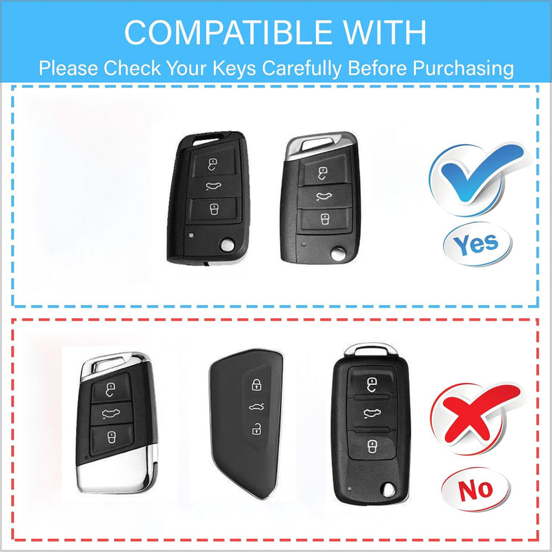 CKC-VW-B-Z-GM,Volkswagen Zinc Alloy Key Cover with Keychain | Smart Key Fob Protector | Durable Anti-Scratch Metal Case