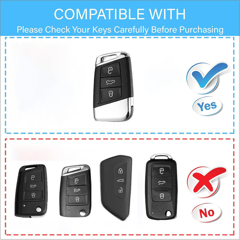 CKC-VW-E-Z-GM,Volkswagen Zinc Alloy Key Cover with Keychain | Smart Key Fob Protector | Durable Anti-Scratch Metal Case