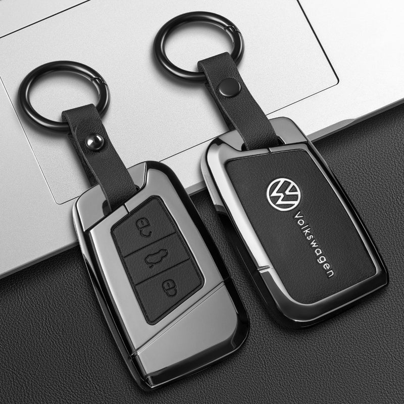 CKC-VW-E-Z-GM,Volkswagen Zinc Alloy Key Cover with Keychain | Smart Key Fob Protector | Durable Anti-Scratch Metal Case