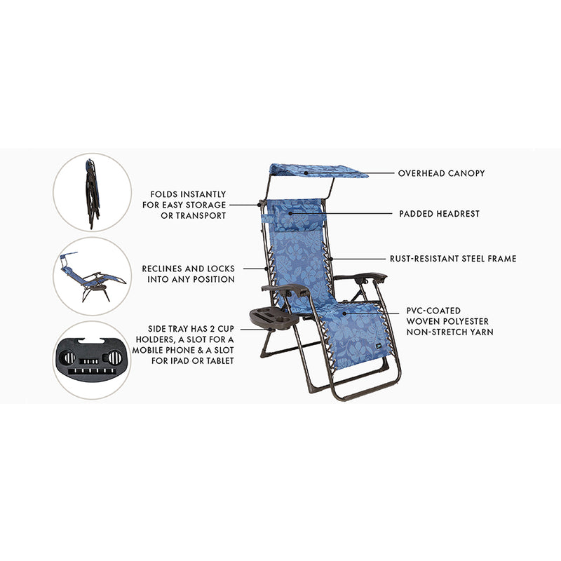 FC-006,  Zero Gravity Folding Chairs with Canopy and Side Tray