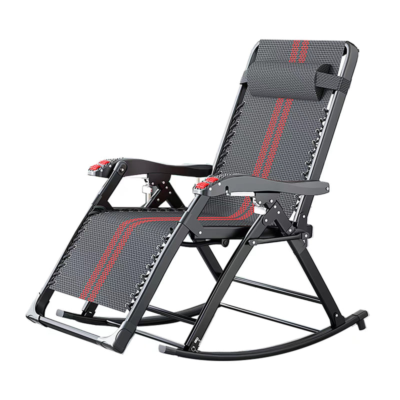 FC-007A-BK-R,  Heavy Duty Folding Rocking Chair with Massage Roller & Side Tray