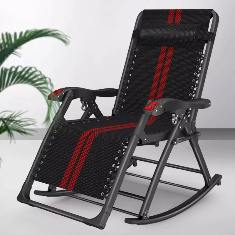 FC-007A-BK-R,  Heavy Duty Folding Rocking Chair with Massage Roller & Side Tray