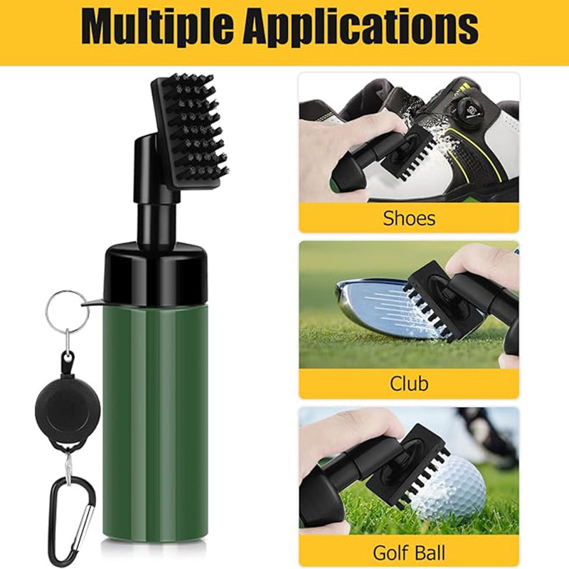 GCC-001, Golf Club Cleaner Brush with Retractable Zip-line Aluminum Carabiner and Squeeze Water Bottle, Holds 4 OZ of Water, Golf Accessories for Men & Woman, Golf Gifts for Men & Woman