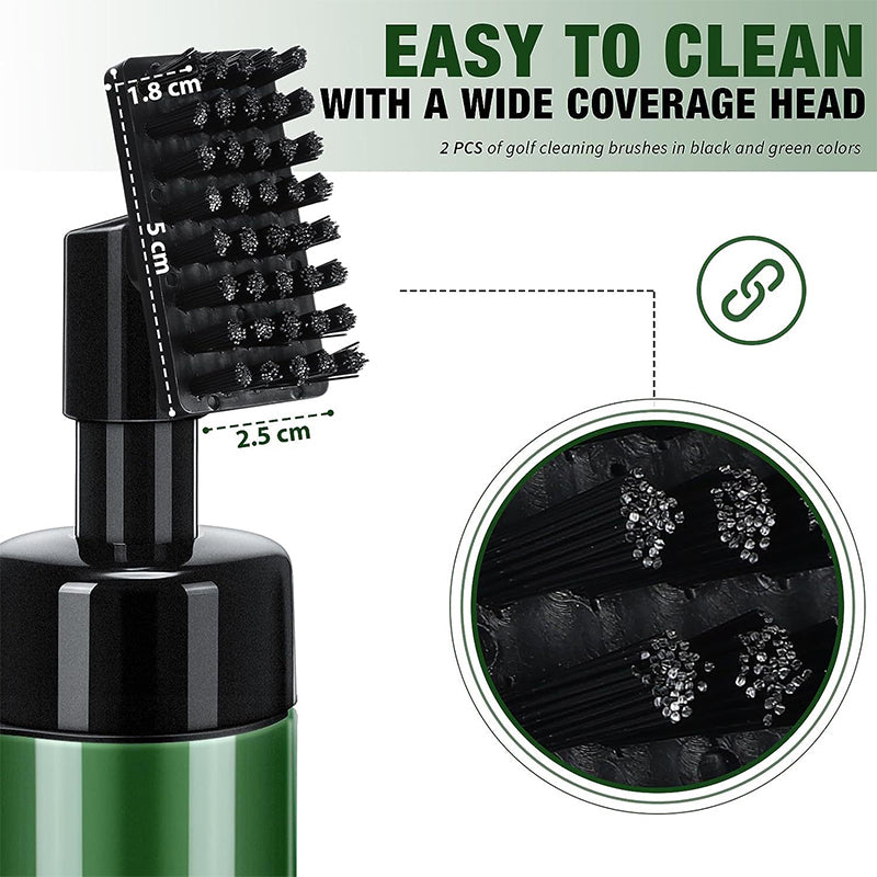 GCC-001, Golf Club Cleaner Brush with Retractable Zip-line Aluminum Carabiner and Squeeze Water Bottle, Holds 4 OZ of Water, Golf Accessories for Men & Woman, Golf Gifts for Men & Woman
