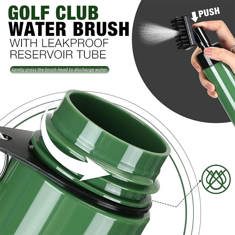 GCC-001, Golf Club Cleaner Brush with Retractable Zip-line Aluminum Carabiner and Squeeze Water Bottle, Holds 4 OZ of Water, Golf Accessories for Men & Woman, Golf Gifts for Men & Woman