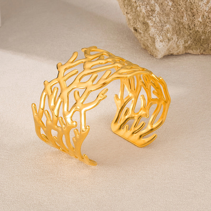 BA-GH1122, Gold Women’s Open Bangle – Stainless Steel Bracelet, Gift for Her