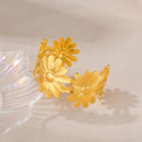 BA-GH1123, Elegant Stainless Steel Daisy Open Bangle Bracelet – Women’s Jewelry