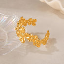 BA-GH1125, Elegant Stainless Steel Flower Open Bangle Bracelet – Women’s Jewelry