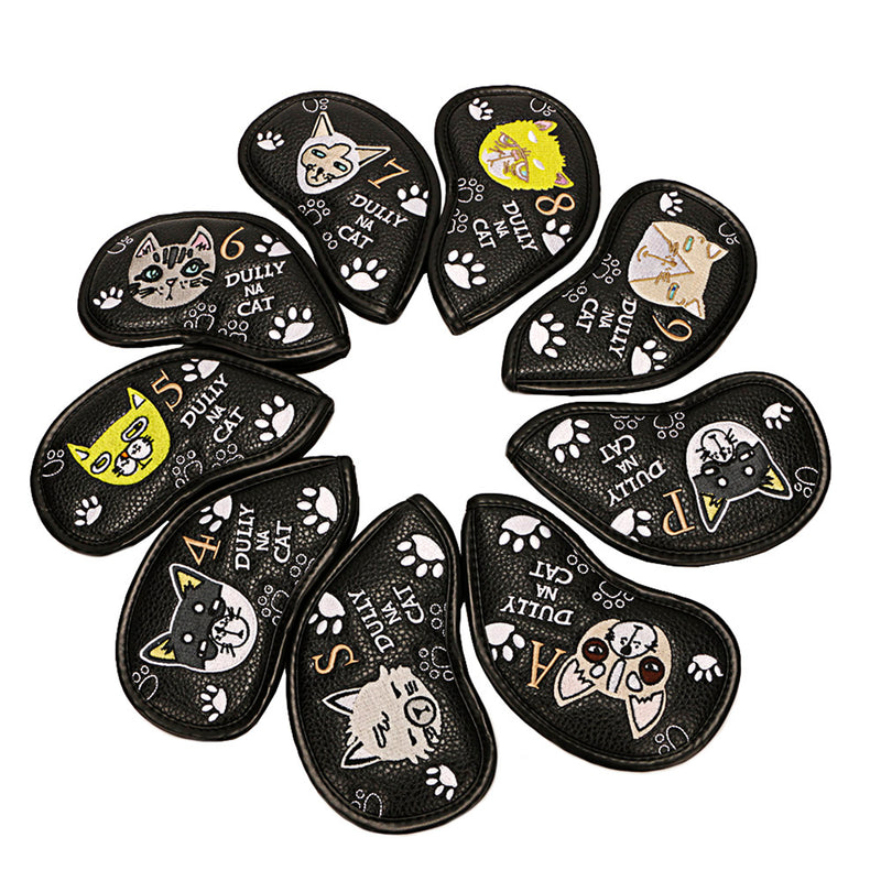 GIH-001, 9 PCS PU Leather Golf Iron Headcovers