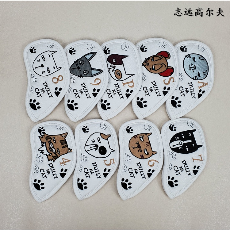 GIH-001, 9 PCS PU Leather Golf Iron Headcovers