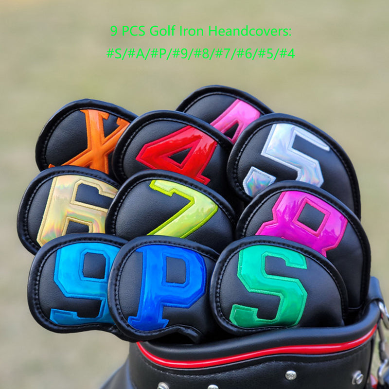 GIH-002, 9 PCS PU Leather Golf Iron Headcovers