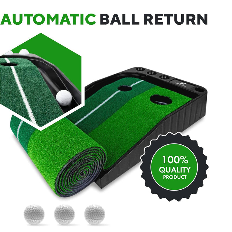 GPT-002, imix Golf Putting Green Mat–Practice Sport Game Indoor & Outdoor,Play at Home, Office, Backyard, Minigolf Training Accessories: Wrinkle Resistance Mat with Holes and Balls Return