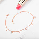 AB-GZ060,Stainless Steel Gold & Silver Anklet Bracelet– Dainty Flower & Zirconia Charm Foot Jewelry