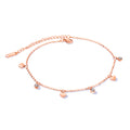 AB-GZ060,Stainless Steel Gold & Silver Anklet Bracelet– Dainty Flower & Zirconia Charm Foot Jewelry