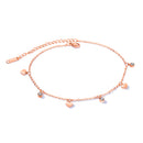 AB-GZ060,Stainless Steel Gold & Silver Anklet Bracelet– Dainty Flower & Zirconia Charm Foot Jewelry
