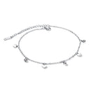 AB-GZ060,Stainless Steel Gold & Silver Anklet Bracelet– Dainty Flower & Zirconia Charm Foot Jewelry