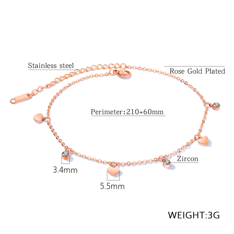 AB-GZ060,Stainless Steel Gold & Silver Anklet Bracelet– Dainty Flower & Zirconia Charm Foot Jewelry