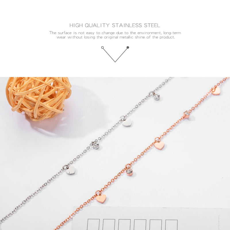 AB-GZ060,Stainless Steel Gold & Silver Anklet Bracelet– Dainty Flower & Zirconia Charm Foot Jewelry
