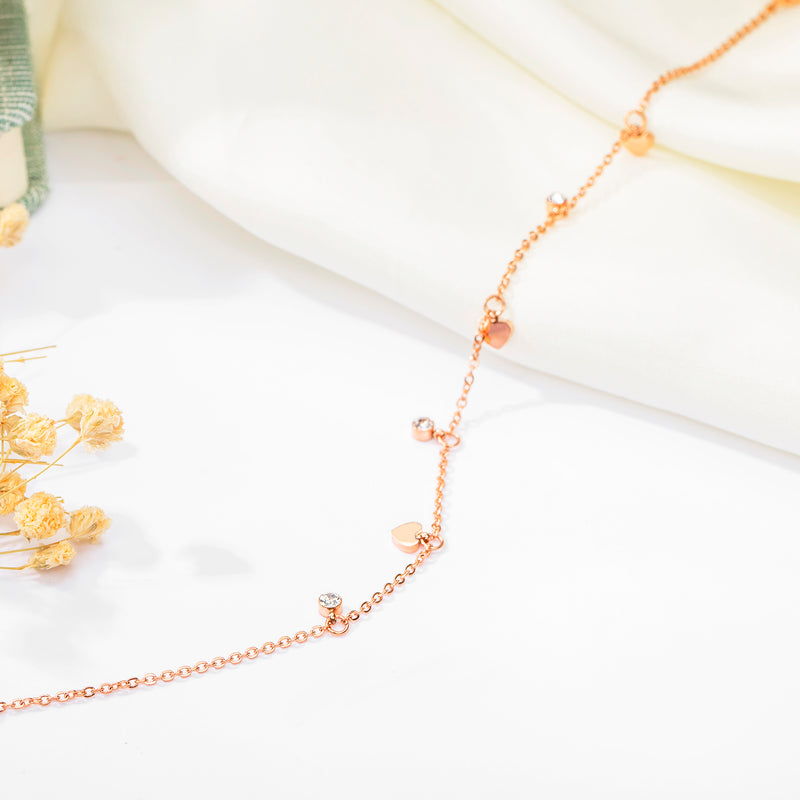AB-GZ060,Stainless Steel Gold & Silver Anklet Bracelet– Dainty Flower & Zirconia Charm Foot Jewelry