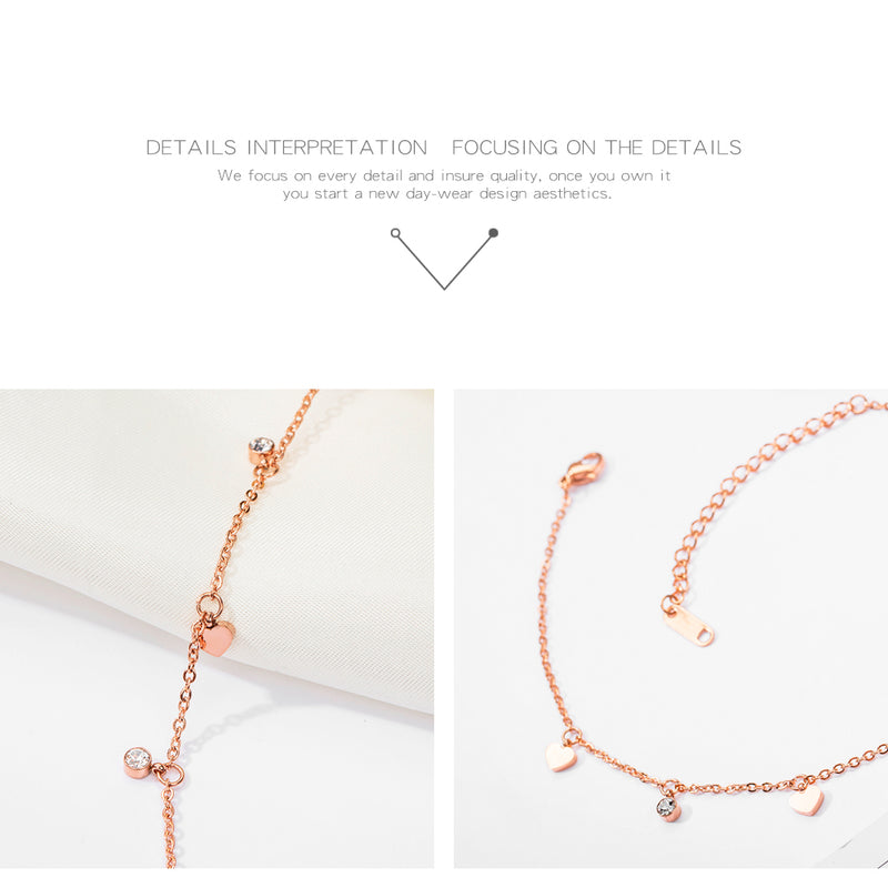 AB-GZ060,Stainless Steel Gold & Silver Anklet Bracelet– Dainty Flower & Zirconia Charm Foot Jewelry