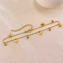 AB-GZ189,Stainless Steel Gold Anklet Bracelet– Dainty Flower & Zirconia Charm Foot Jewelry