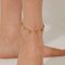 AB-GZ189,Stainless Steel Gold Anklet Bracelet– Dainty Flower & Zirconia Charm Foot Jewelry