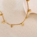 AB-GZ189,Stainless Steel Gold Anklet Bracelet– Dainty Flower & Zirconia Charm Foot Jewelry