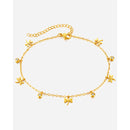 AB-GZ189,Stainless Steel Gold Anklet Bracelet– Dainty Flower & Zirconia Charm Foot Jewelry