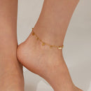 AB-GZ189,Stainless Steel Gold Anklet Bracelet– Dainty Flower & Zirconia Charm Foot Jewelry