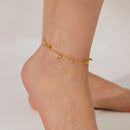 AB-GZ189,Stainless Steel Gold Anklet Bracelet– Dainty Flower & Zirconia Charm Foot Jewelry