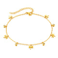 AB-GZ189,Stainless Steel Gold Anklet Bracelet– Dainty Flower & Zirconia Charm Foot Jewelry