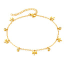 AB-GZ189,Stainless Steel Gold Anklet Bracelet– Dainty Flower & Zirconia Charm Foot Jewelry