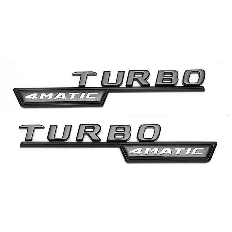 MBZ-TURBO-4MATIC, 2 PCS High Quality ABS MERCEDES-BENZ  TURBO-4 MATIC Letters Fender Emblem Sticker