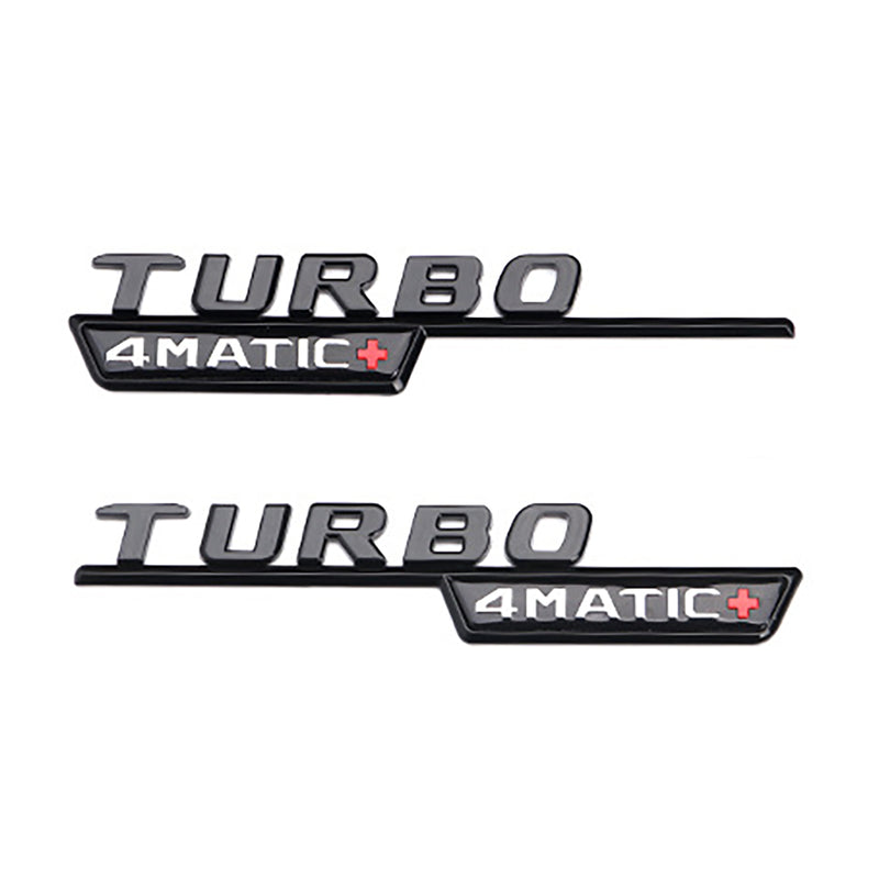 MBZ-TURBO-4MATIC+,  2 PCS High Quality ABS MERCEDES-BENZ  TURBO-4 MATIC+ Letters Fender Emblem Sticker