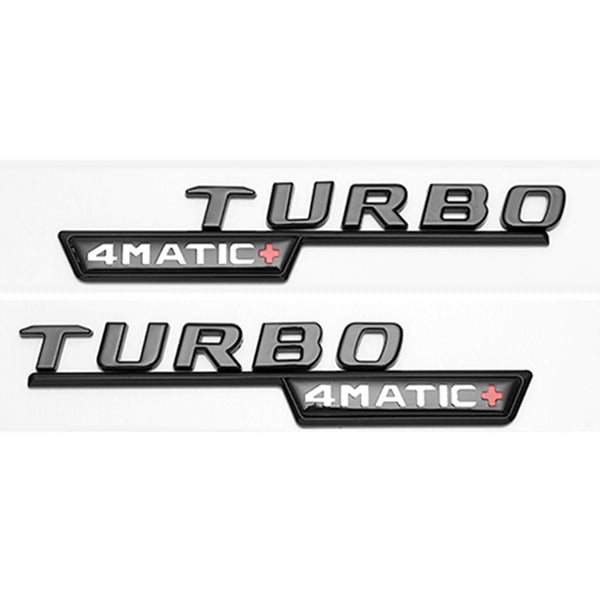 MBZ-TURBO-4MATIC+,  2 PCS High Quality ABS MERCEDES-BENZ  TURBO-4 MATIC+ Letters Fender Emblem Sticker