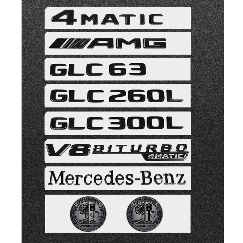 MBZ-V8-BITURBO-4MATIC, 2 PCS High Quality ABS MERCEDES-BENZ V8-BITURBO-4MATIC Letters Fender Emblem Sticker