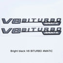 MBZ-V8-BITURBO-4MATIC, 2 PCS High Quality ABS MERCEDES-BENZ V8-BITURBO-4MATIC Letters Fender Emblem Sticker