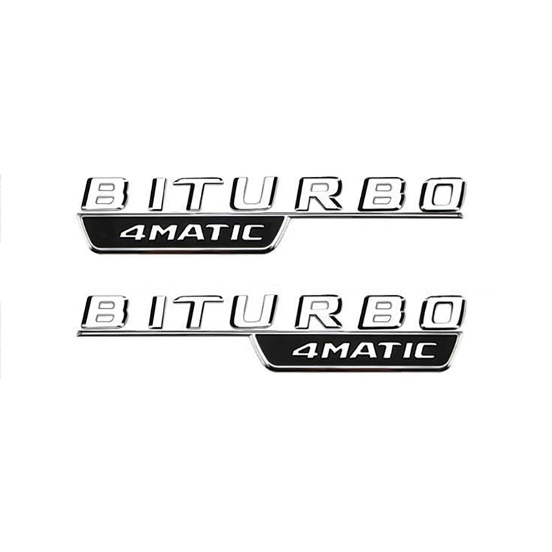 MBZ-BITURBO-4MATIC, 2 PCS High Quality ABS MERCEDES-BENZ  BITURBO-4MATIC Letters Fender Emblem Sticker
